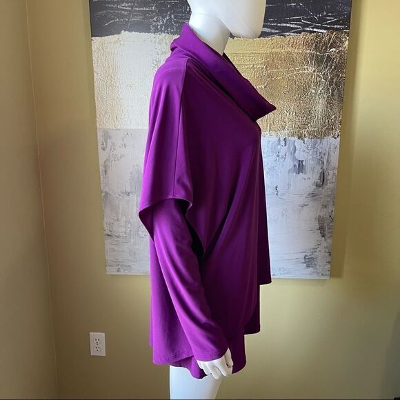 Joseph Ribkoff Layered Cowl Neck Purple Long Sleeve Blouse - Picture 4 of 8
